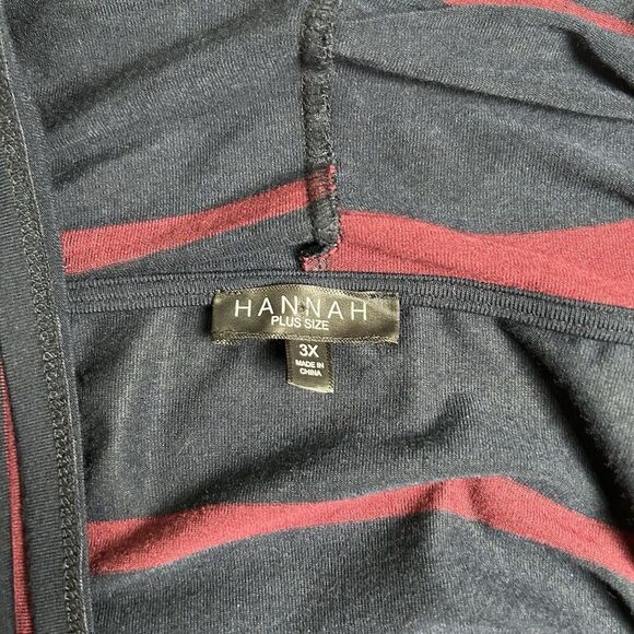 Hannah Plus Size Women’s Striped Cardigan Maroon Navy Size 3x - Picture 4 of 7